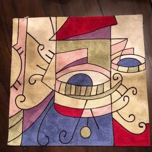 ❤️ Embroidered Abstract Pillow Cover (no pillow) canvas back, zipper to insert